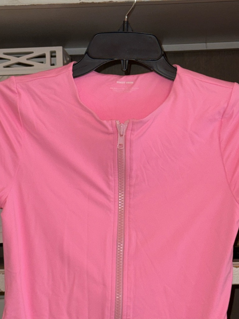 Toast Swim Large L pink signature one piece surf suit zipper closer swimsuit - Picture 7 of 8